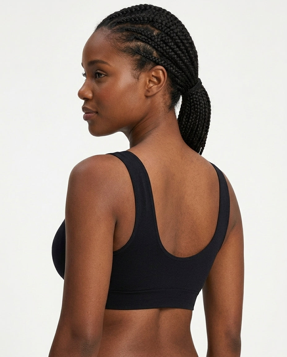 Mila Yoga Sport Crop Bra Black U Back Detail