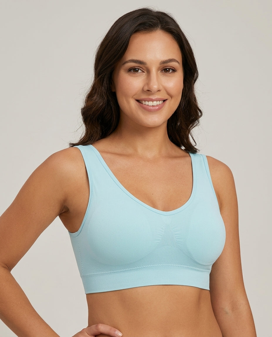 Mila Yoga Sport Crop Bra Light Blue Model Front
