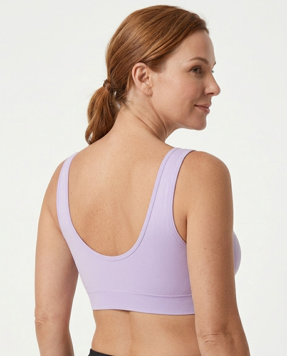 Mila Yoga Sport Crop Bra Light Lavender U Back Detail