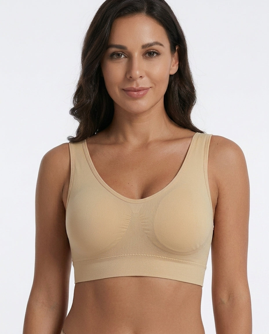 Mila Yoga Sport Crop Bra Nude Front Close Detail