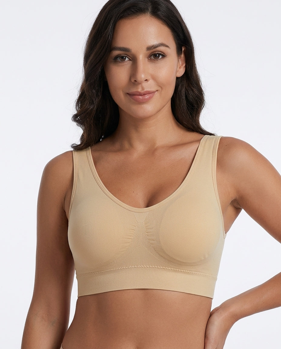 Mila Yoga Sport Crop Bra Nude Model Front
