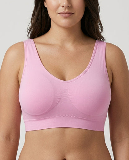 Mila Yoga Sport Crop Bra Pink Front Close Detail