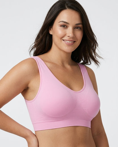 Mila Yoga Sport Crop Bra Pink Model Front