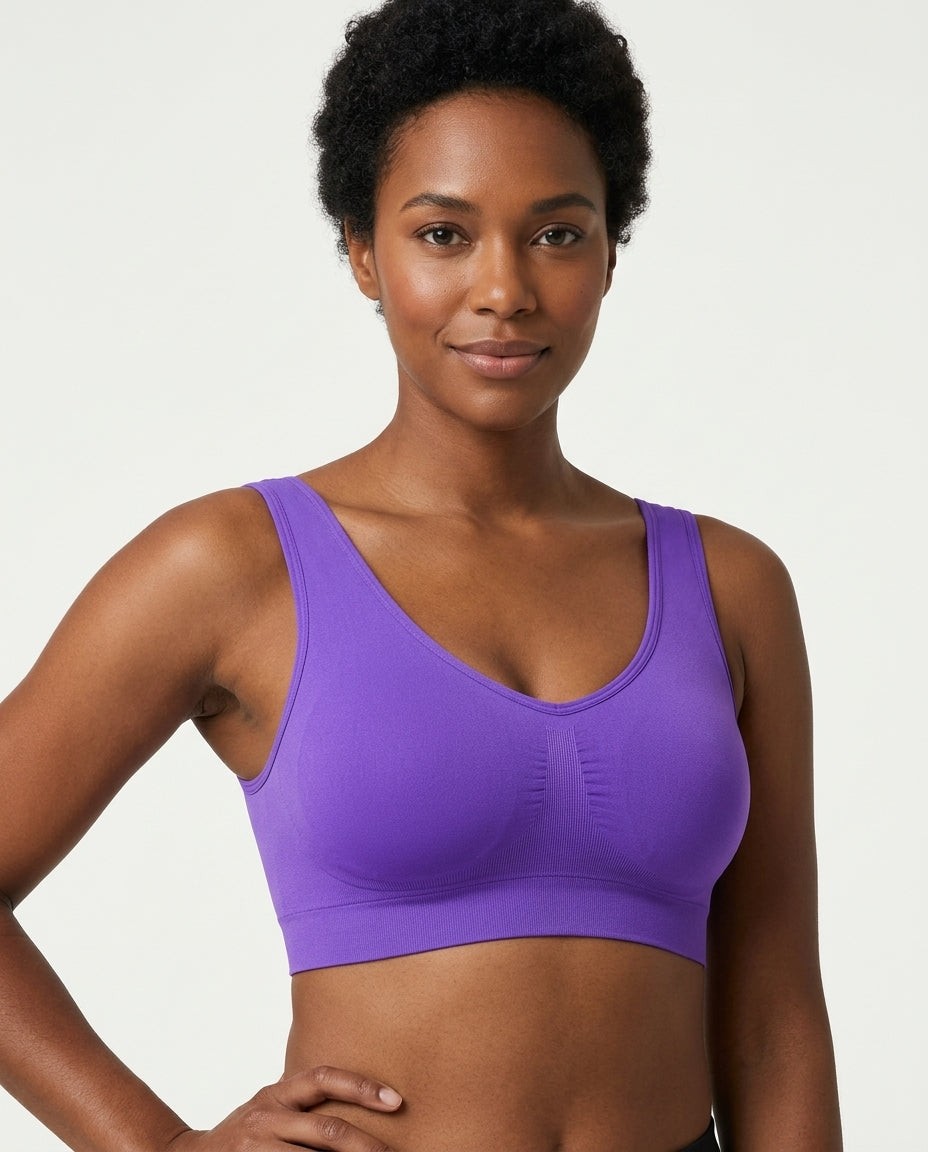 Mila Yoga Sport Crop Bra Purple Model Front
