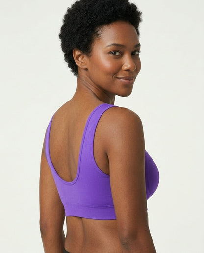 Mila Yoga Sport Crop Bra Purple U Back Detail