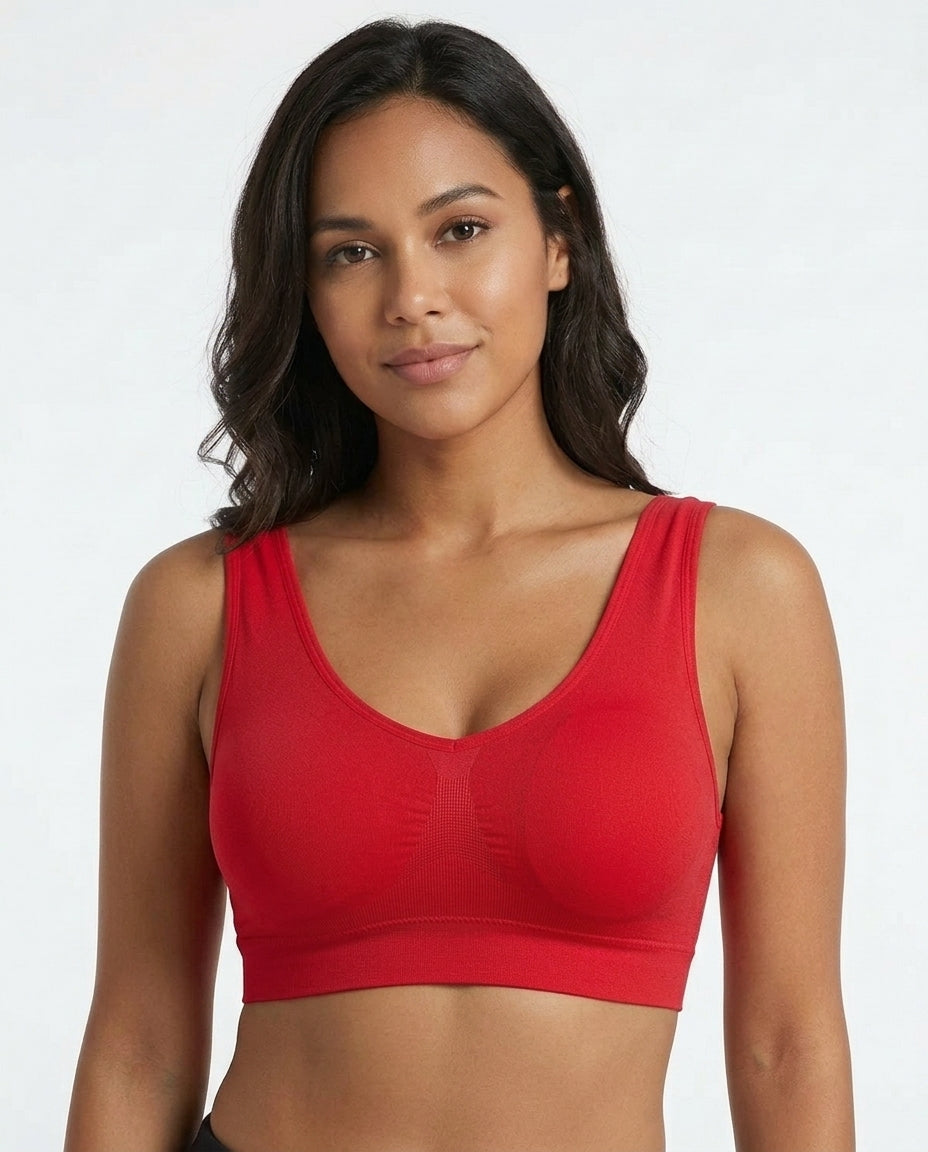 Mila Yoga Sport Crop Bra Red Front Close Detail