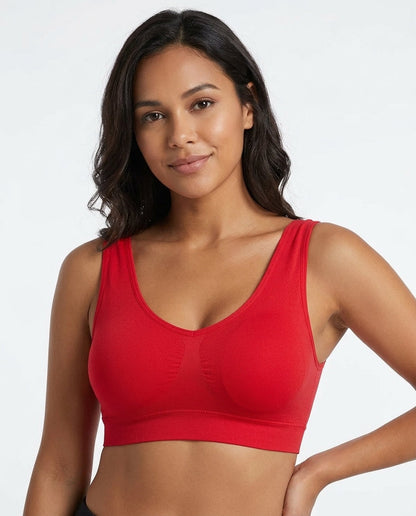 Mila Yoga Sport Crop Bra Red Model Front