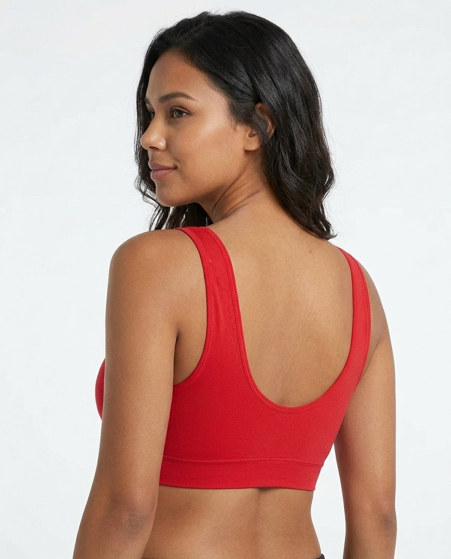Mila Yoga Sport Crop Bra Red U Back Detail