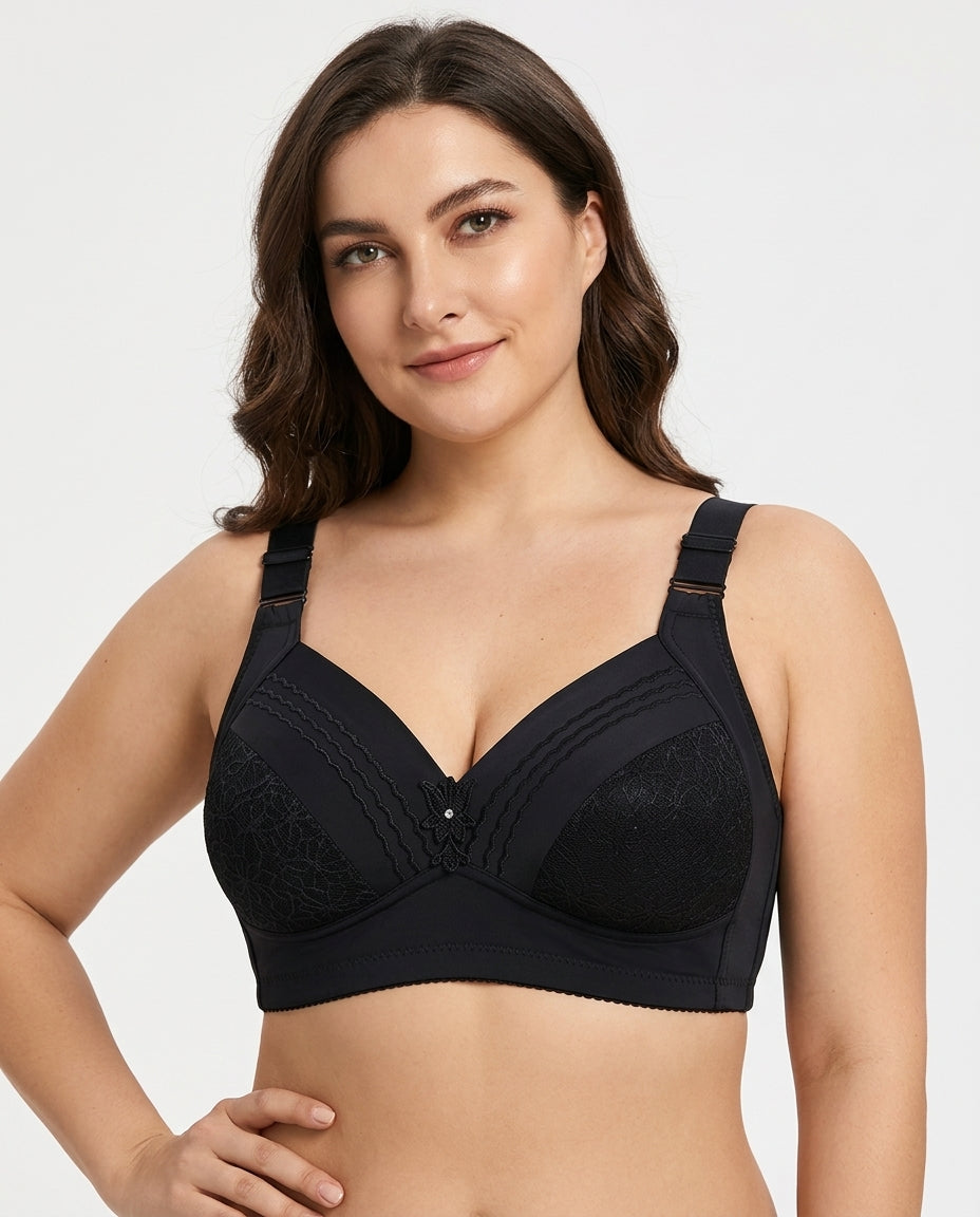 Nadia Wireless Full Coverage Bra Black Hero Front Model