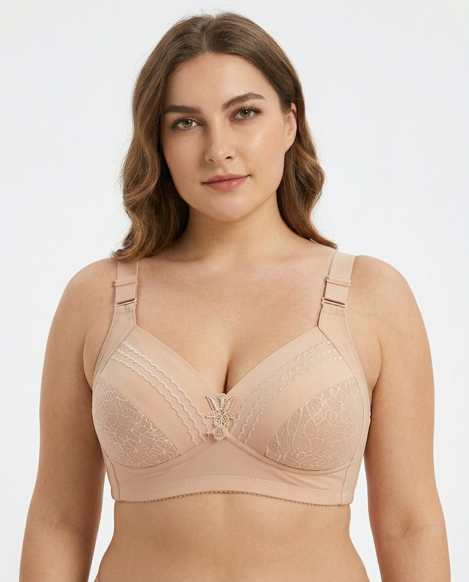 Nadia Wireless Full Coverage Bra Nude Beige Front Close Product Detail