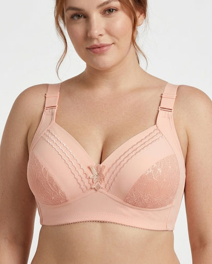 Nadia Wireless Full Coverage Bra Peach Pink Front Close Product Detail