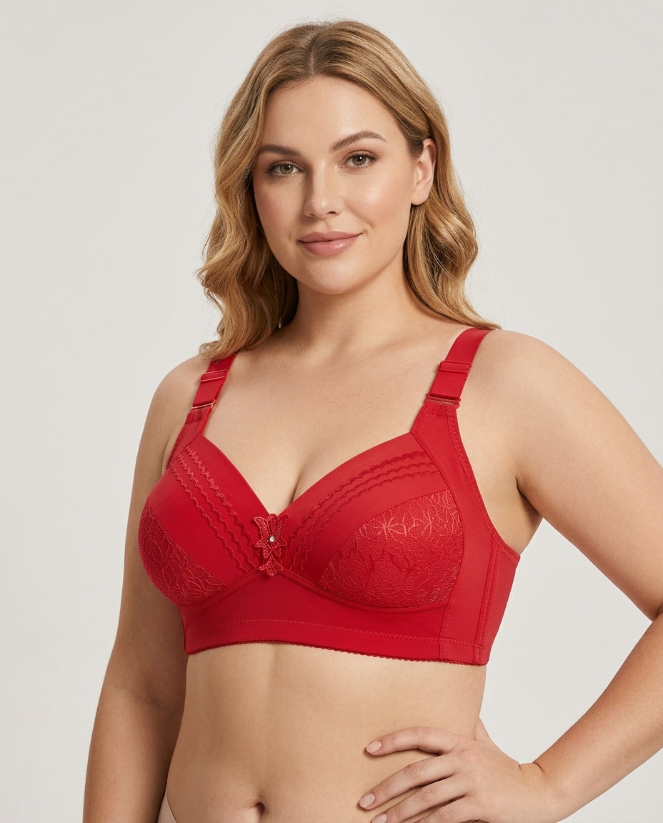 Nadia Wireless Full Coverage Bra Red Hero Front Model