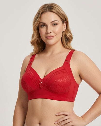 Nadia Wireless Full Coverage Bra Red Hero Front Model