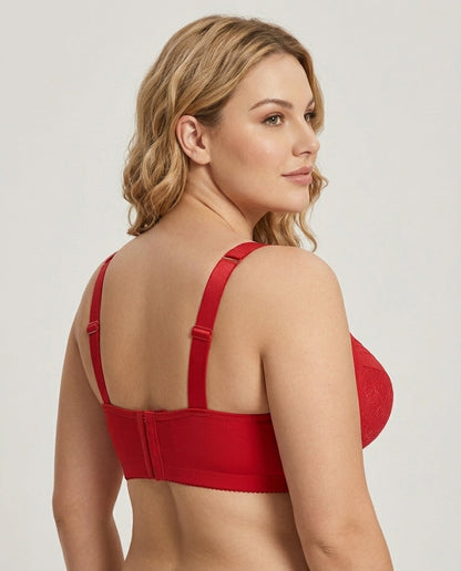 Nadia Wireless Full Coverage Bra Red Side Back Wide Strap Hook Detail