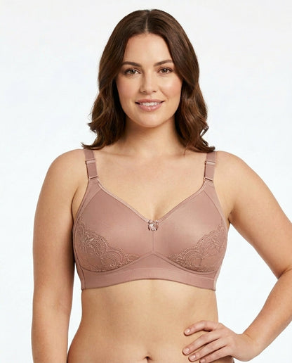 Nadia Wireless Full Coverage Bra Warm Taupe Front Close Product Detail