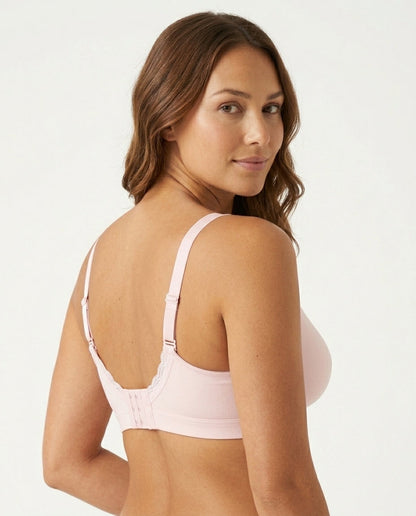 Natalie Drop Cup Lace Wirefree Nursing Bra Blush Pink Back Hook Lace Strap Detail