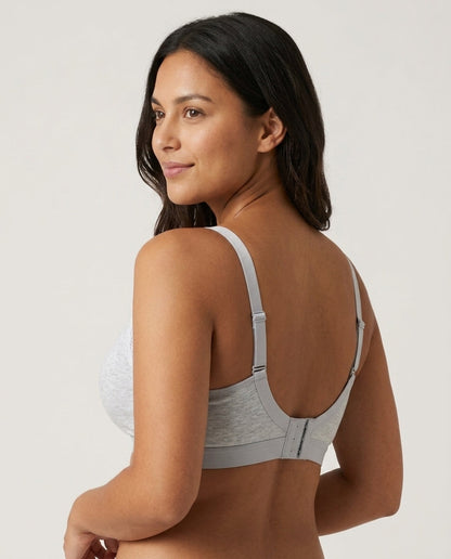 Natalie Drop Cup Lace Wirefree Nursing Bra Light Gray Back Hook Lace Strap Detail