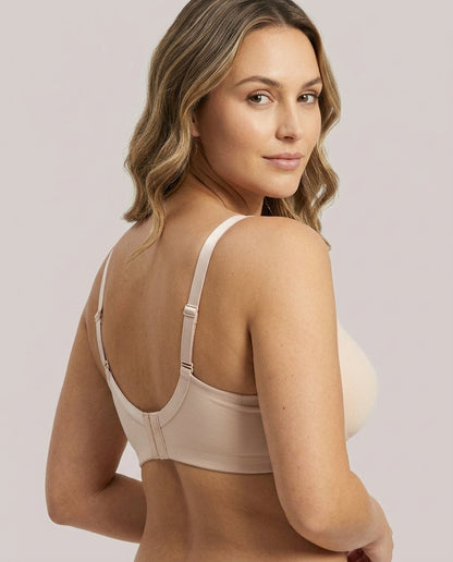 Natalie Drop Cup Lace Wirefree Nursing Bra Nude Beige Back Hook Lace Strap Detail