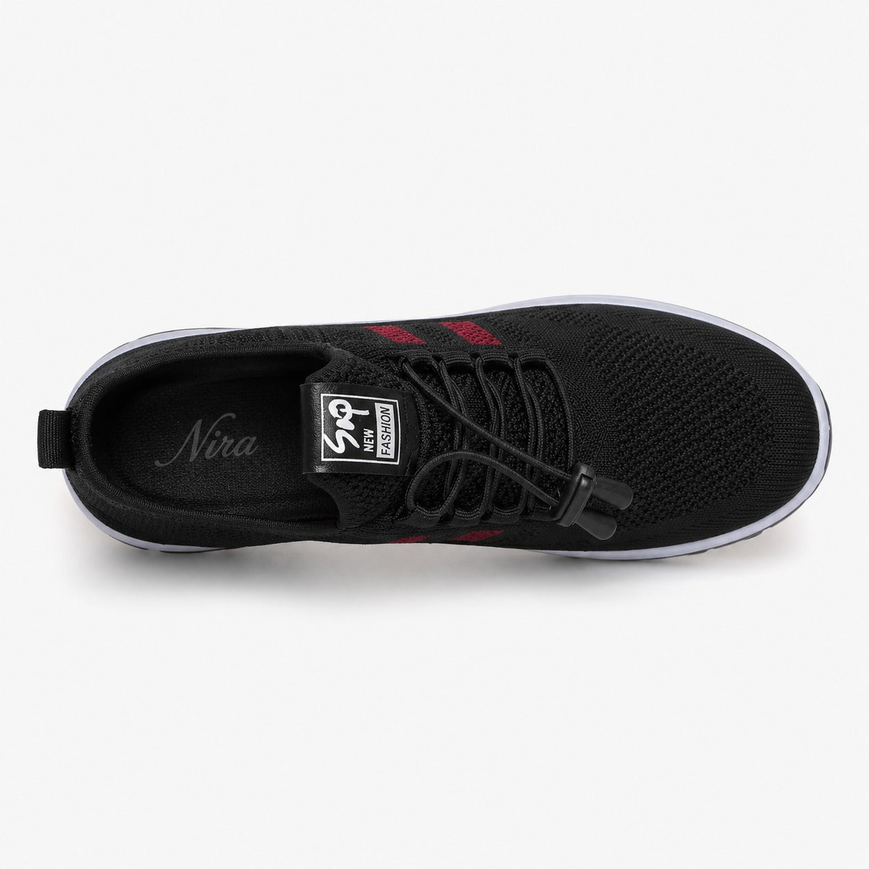 Nira Anti Slip Lightweight Walking Shoes For Women Colour Black Top Down Detail