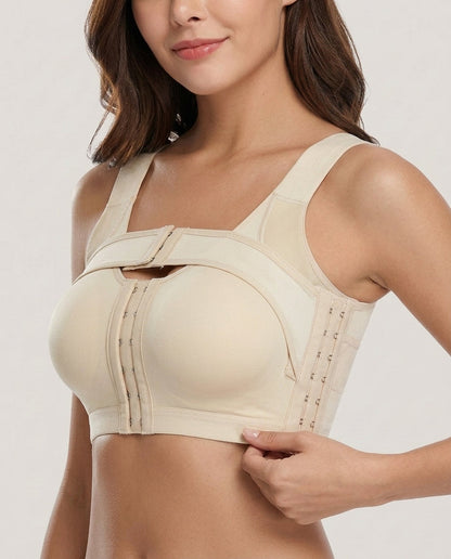 Nora Front Closure Support Bra Nude Side Front Closure Detail