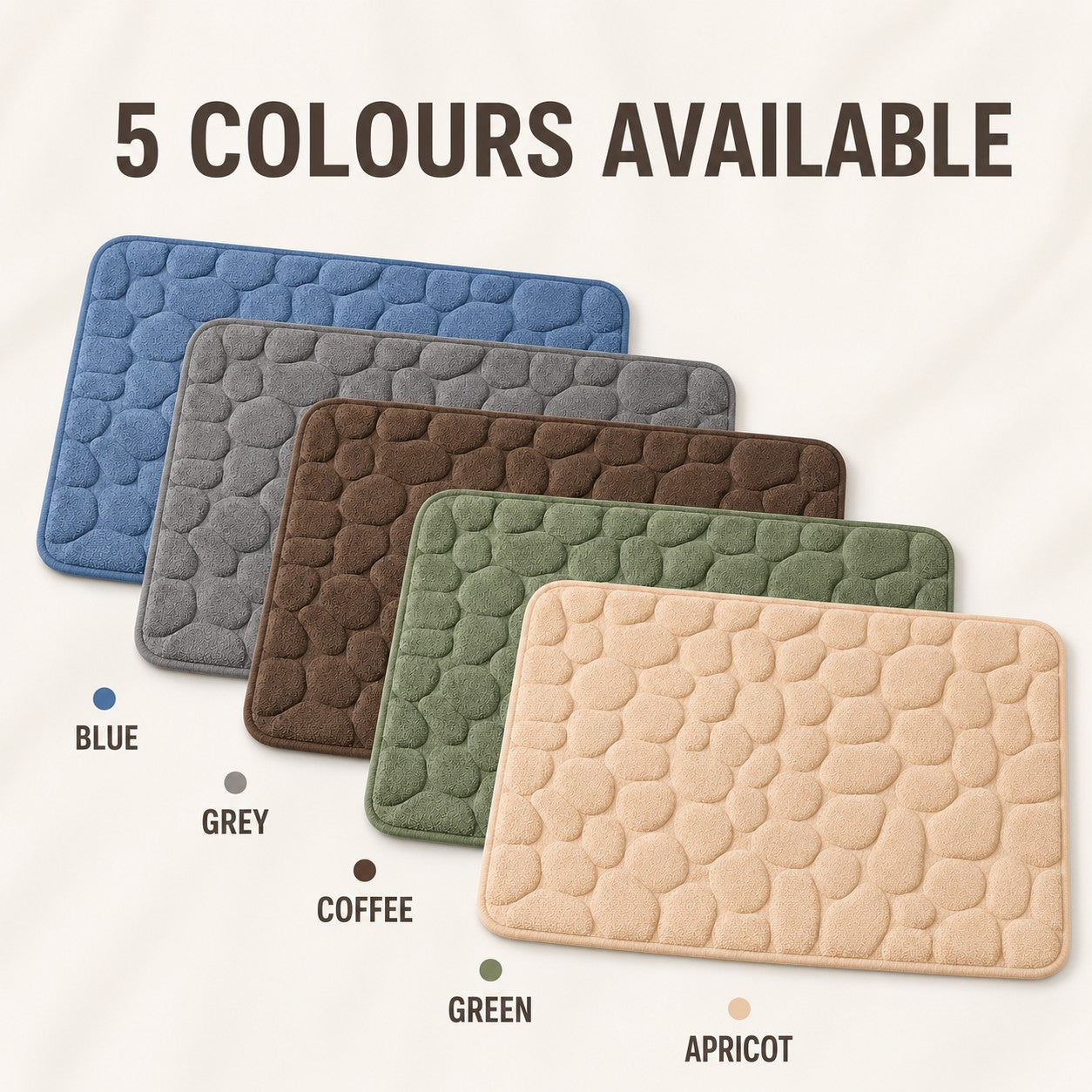 NoSlip bath mat available in blue, grey, coffee, green and apricot