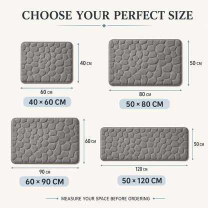 NoSlip cobblestone bath mat size guide