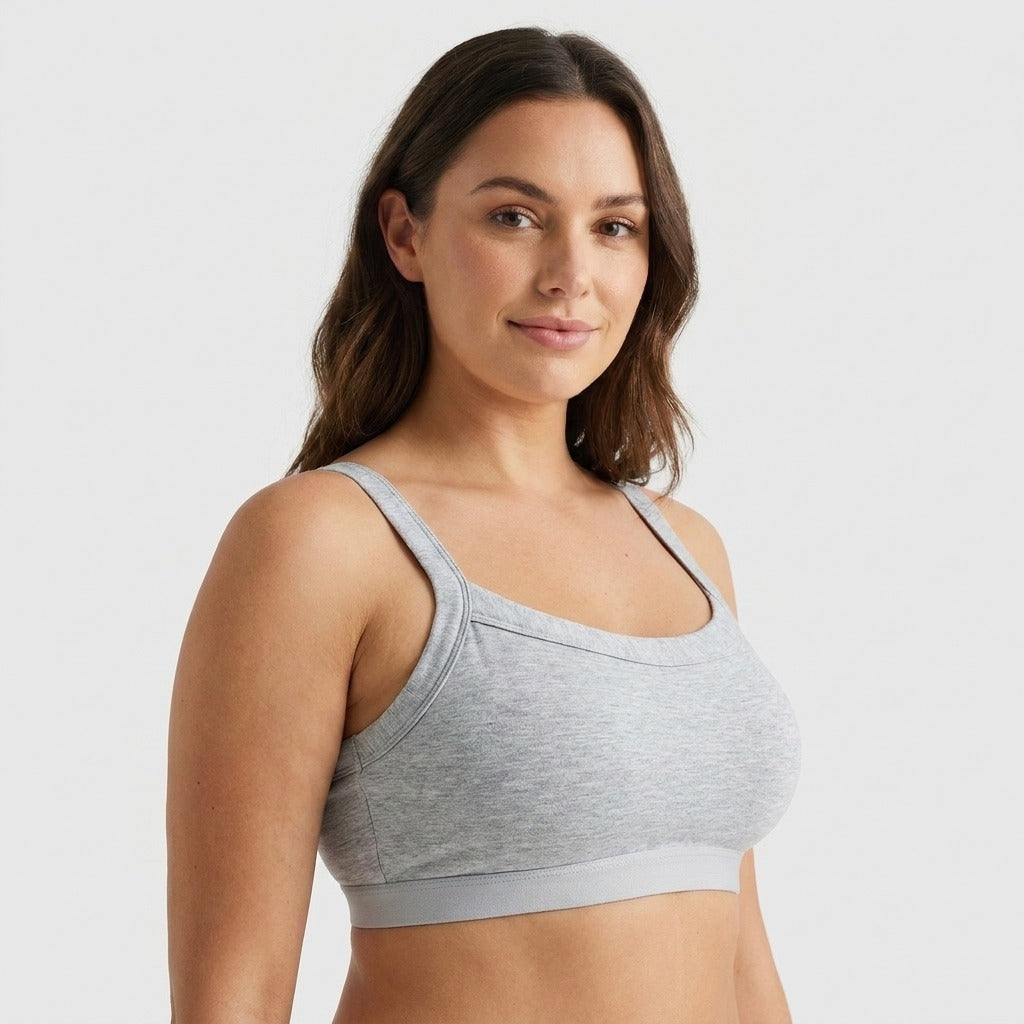 Nova Seamless Wire Free Crop Sports Bra Grey Side