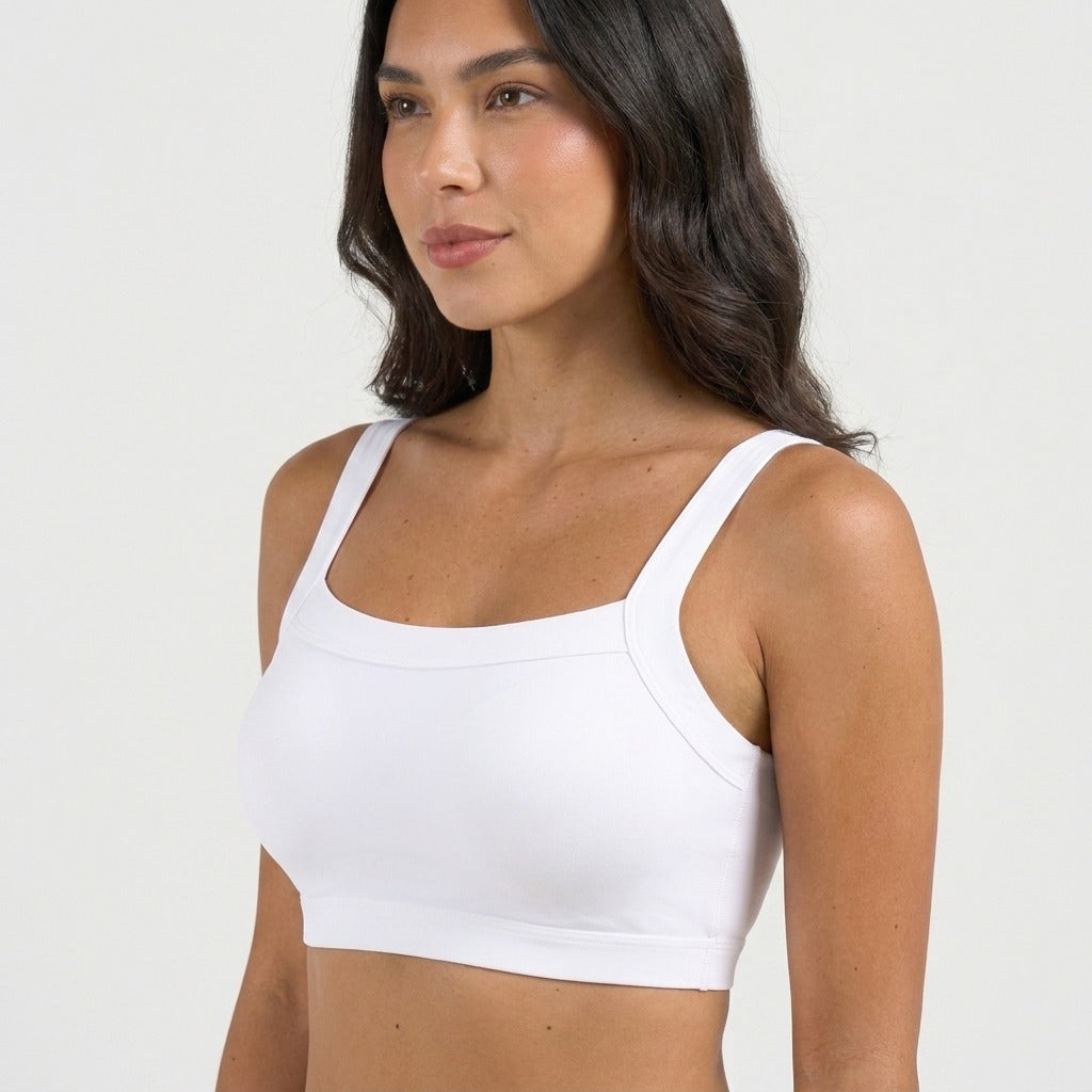 Nova Seamless Wire Free Crop Sports Bra White Side