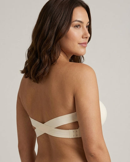 Ophelia Crossback Strapless Bandeau Bra Ivory Crossback View