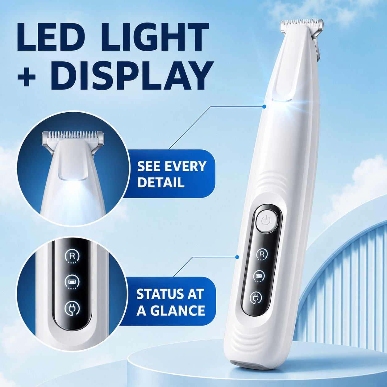 Built-in LED light illuminates the paw for precise trimming