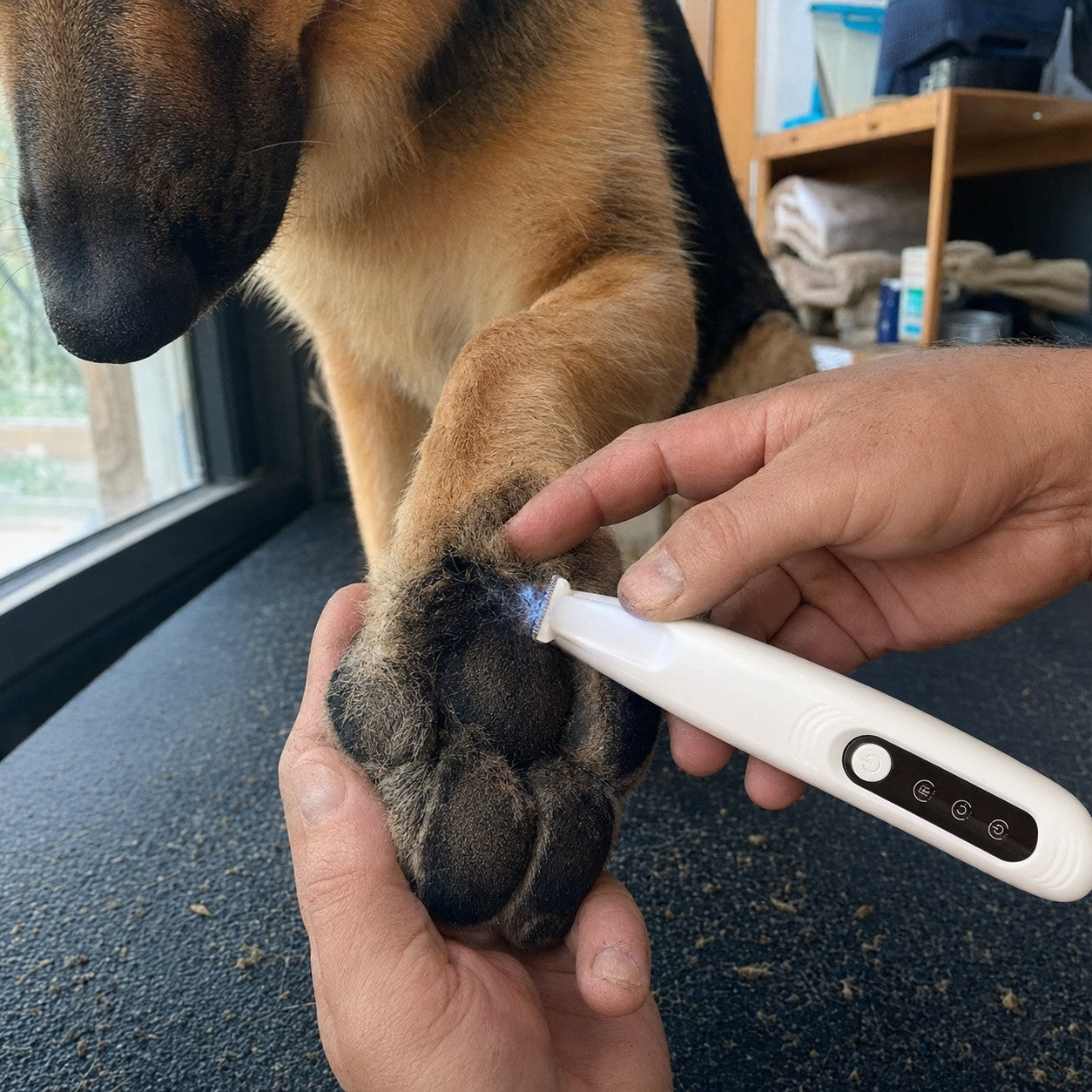 LED light detail helping trim around the paw pads