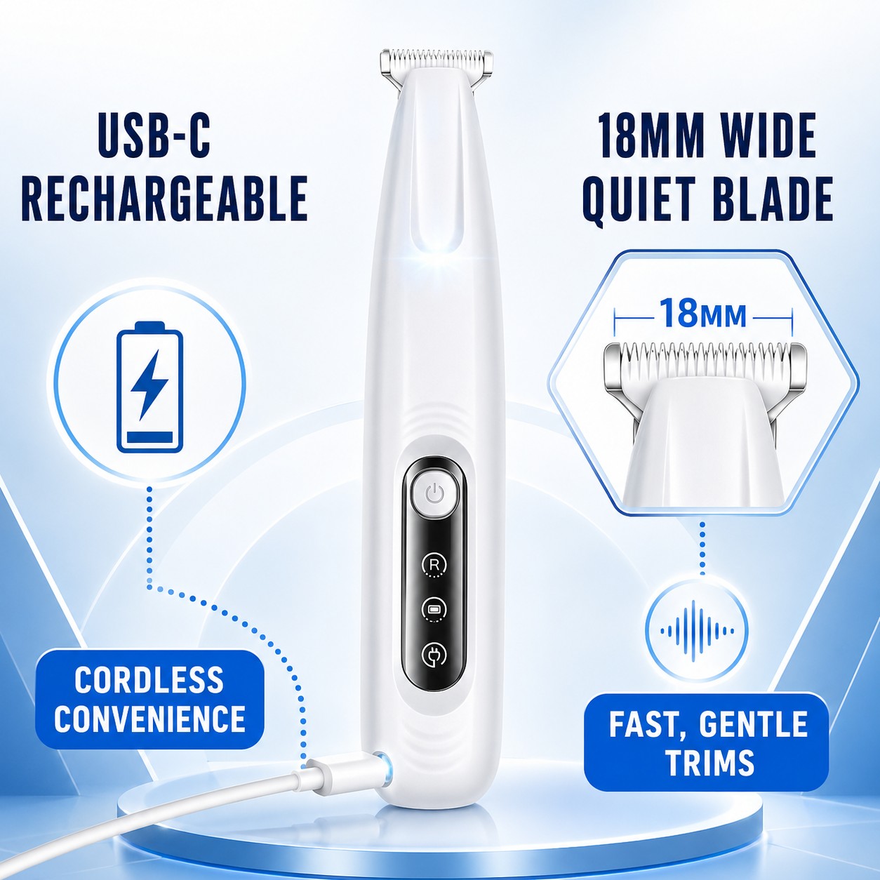 USB-C rechargeable cordless dog paw trimmer