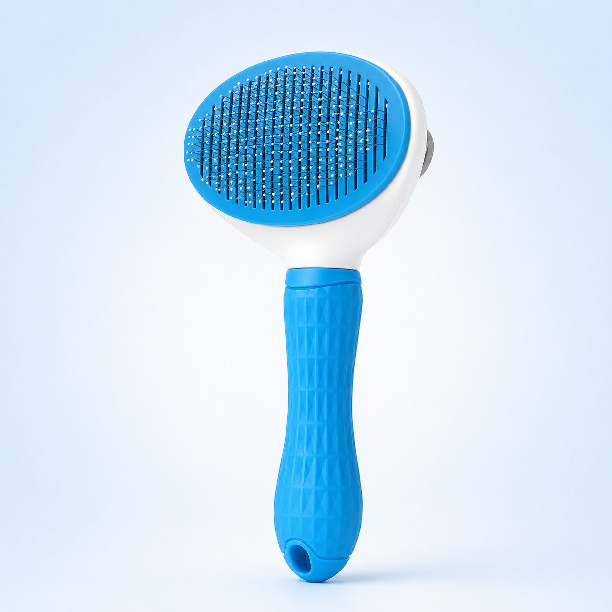 PurrGroom self-cleaning pet slicker brush in blue