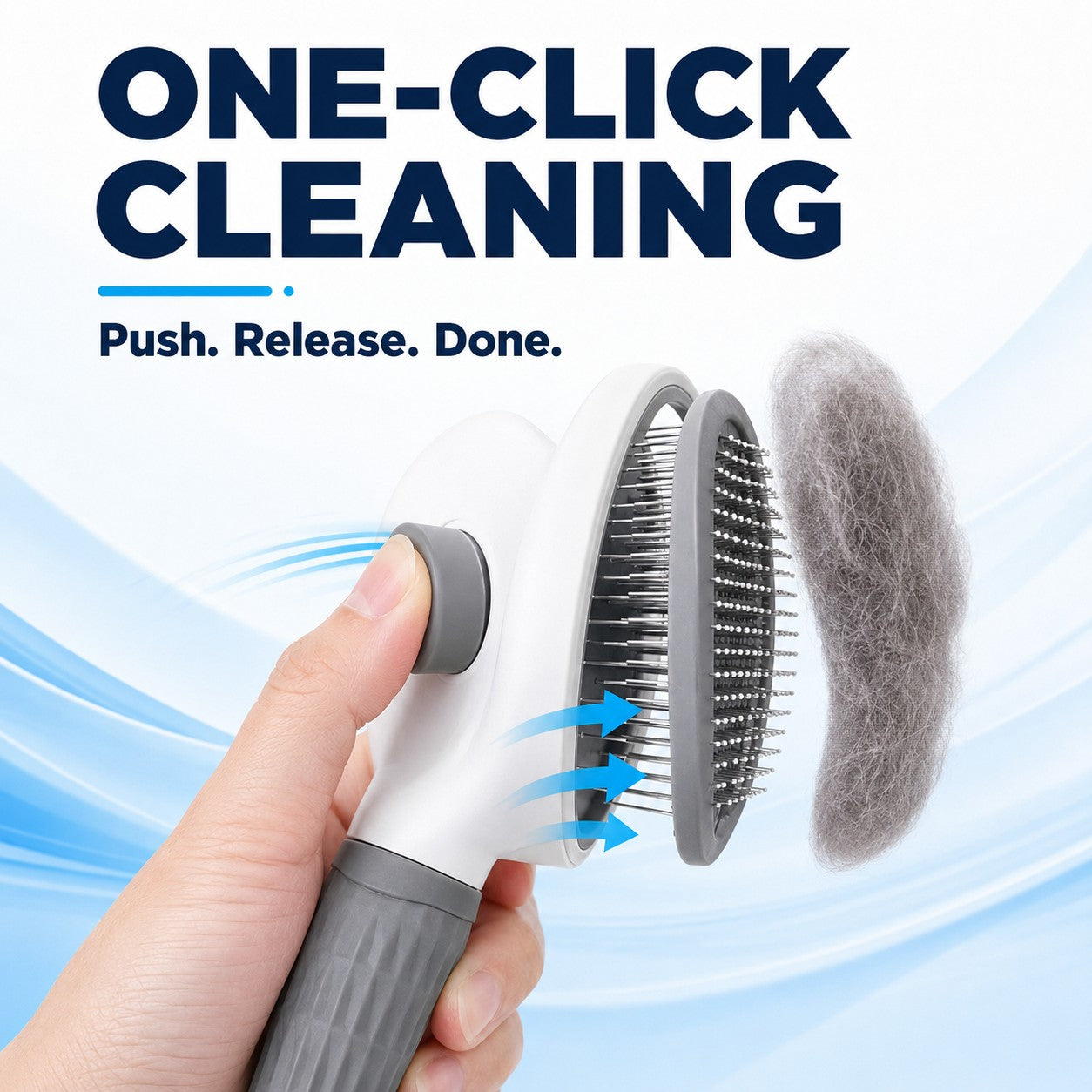 One-click cleaning button retracts the bristles