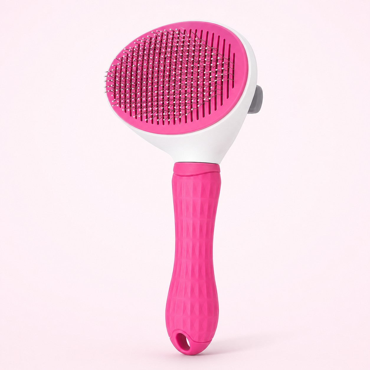 PurrGroom self-cleaning pet slicker brush in pink