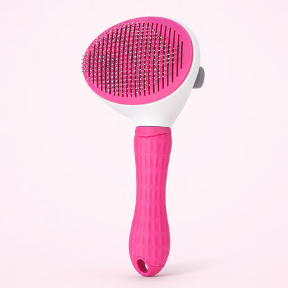 PurrGroom self-cleaning pet slicker brush in pink