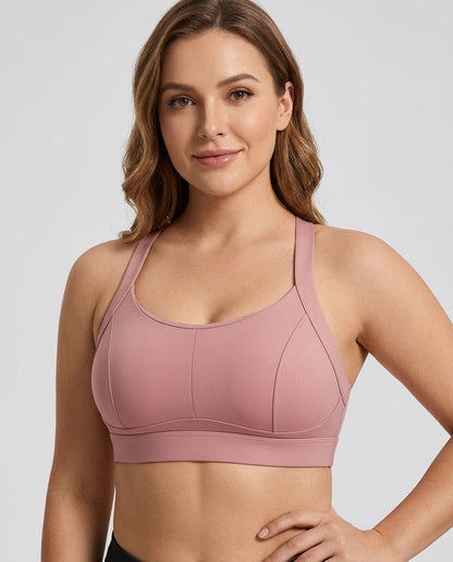 Rina X Back Support Sports Bra Dusty Rose Hero Front Model
