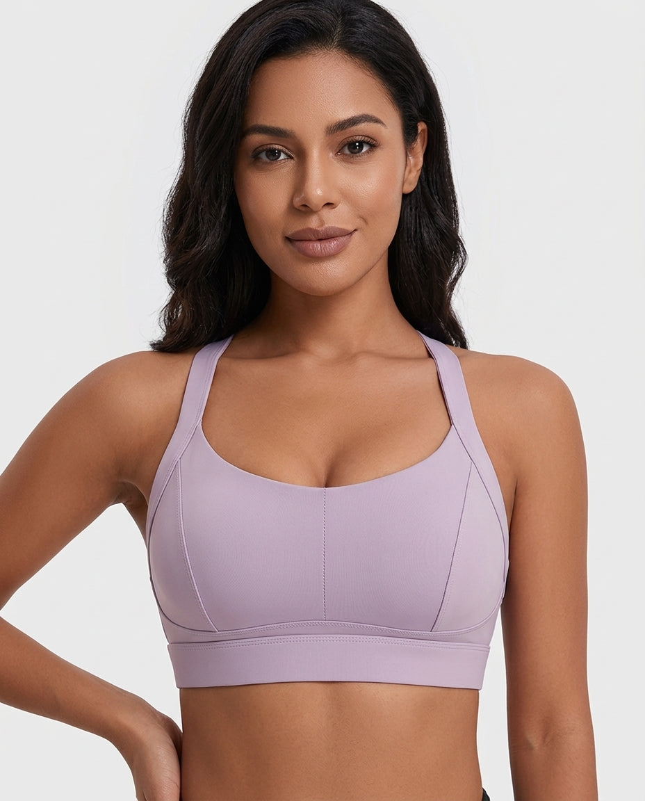 Rina X Back Support Sports Bra Lavender Hero Front Model