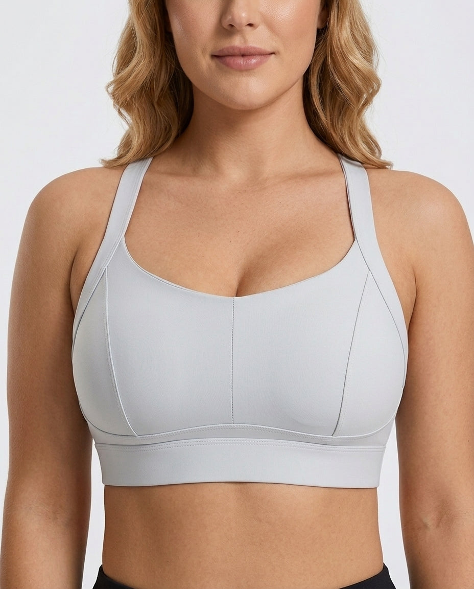 Rina X Back Support Sports Bra Light Gray Front Close Product Detail