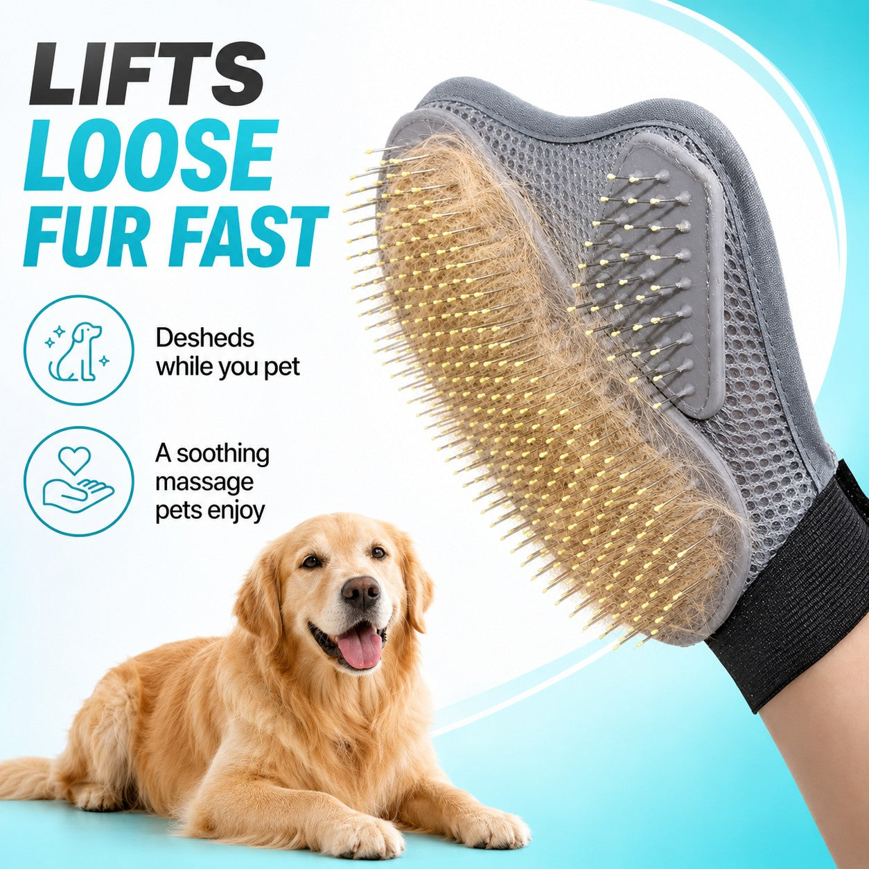 Deshedding glove lifts loose fur fast