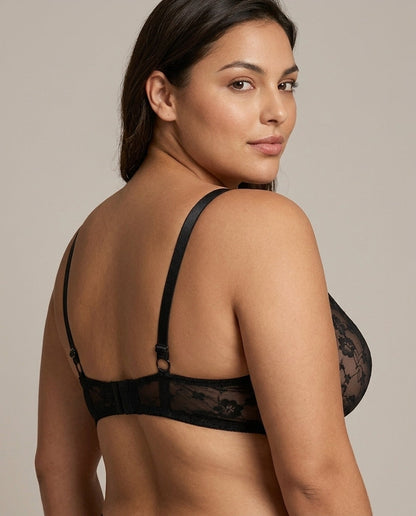 Siena Full Bust Lace Underwire Bra Black Back Support