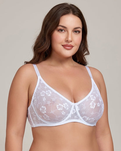 Siena Full Bust Lace Underwire Bra White Model Front