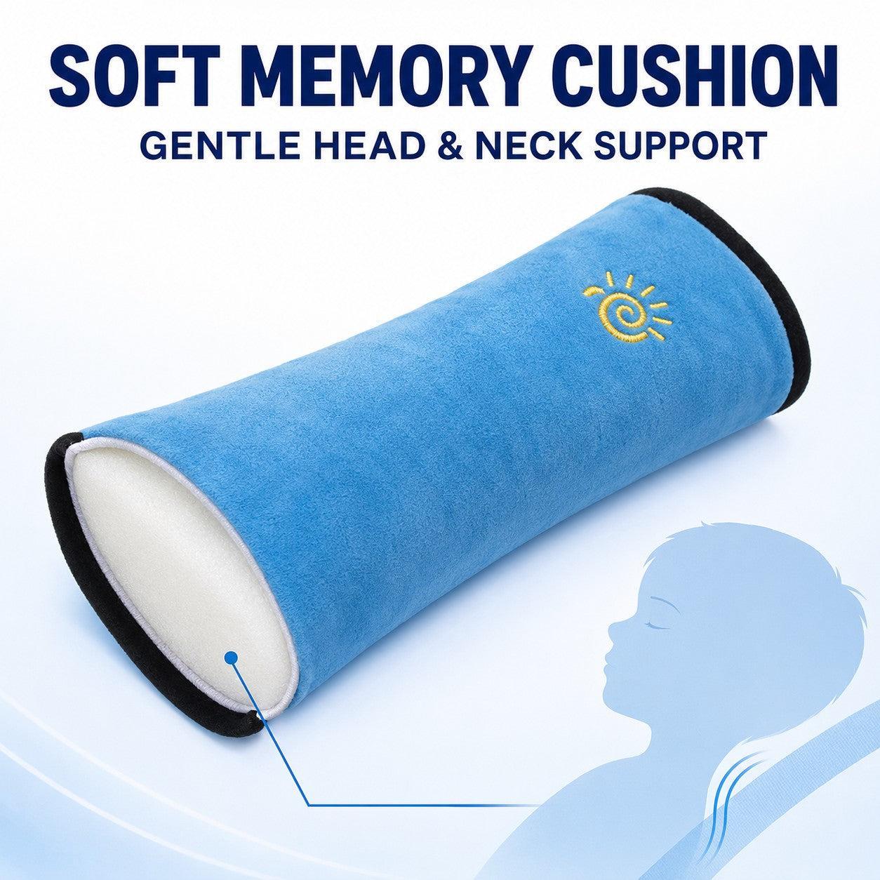Soft memory-foam cushion for comfortable head and neck support