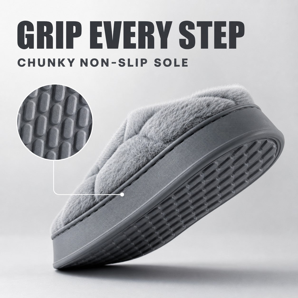 Anti-slip sole grips the floor with every step
