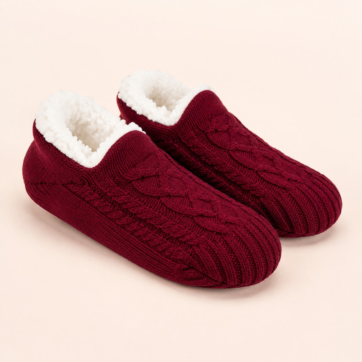 SnugSole thermal cosy slipper socks in wine red