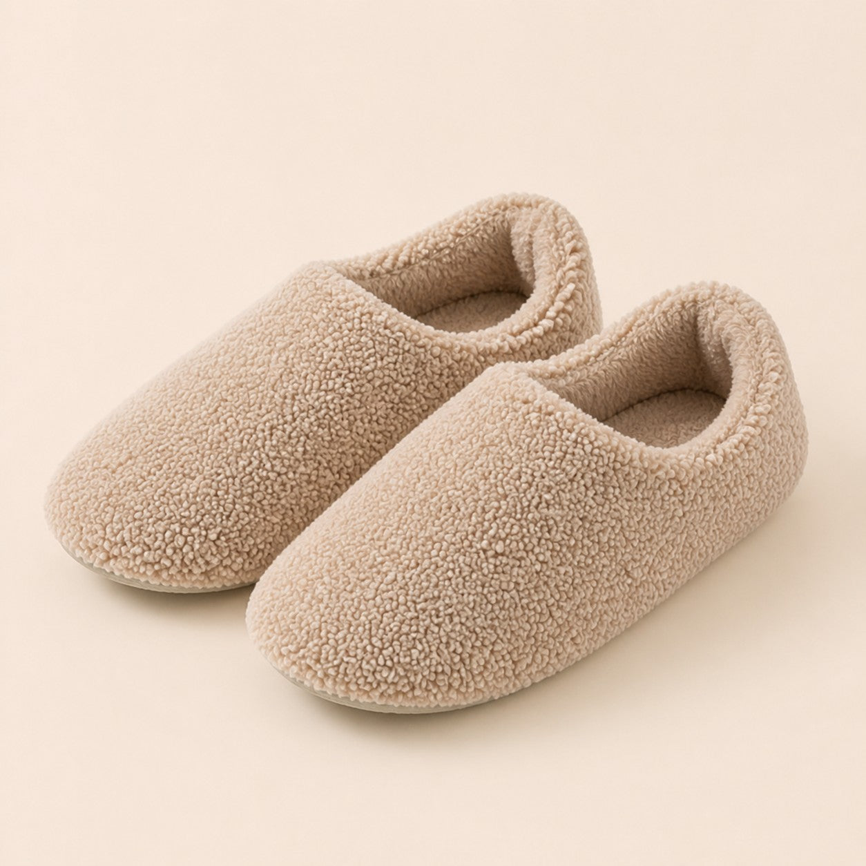 Angled view of the khaki SnugStep cosy slippers
