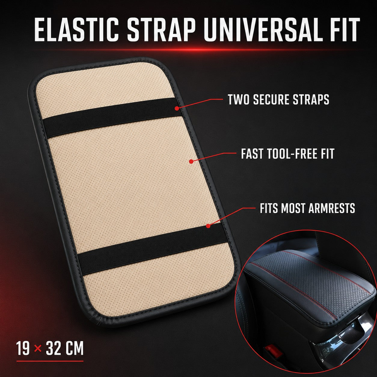 Elastic strap universal fit for armrests 19 to 32 cm