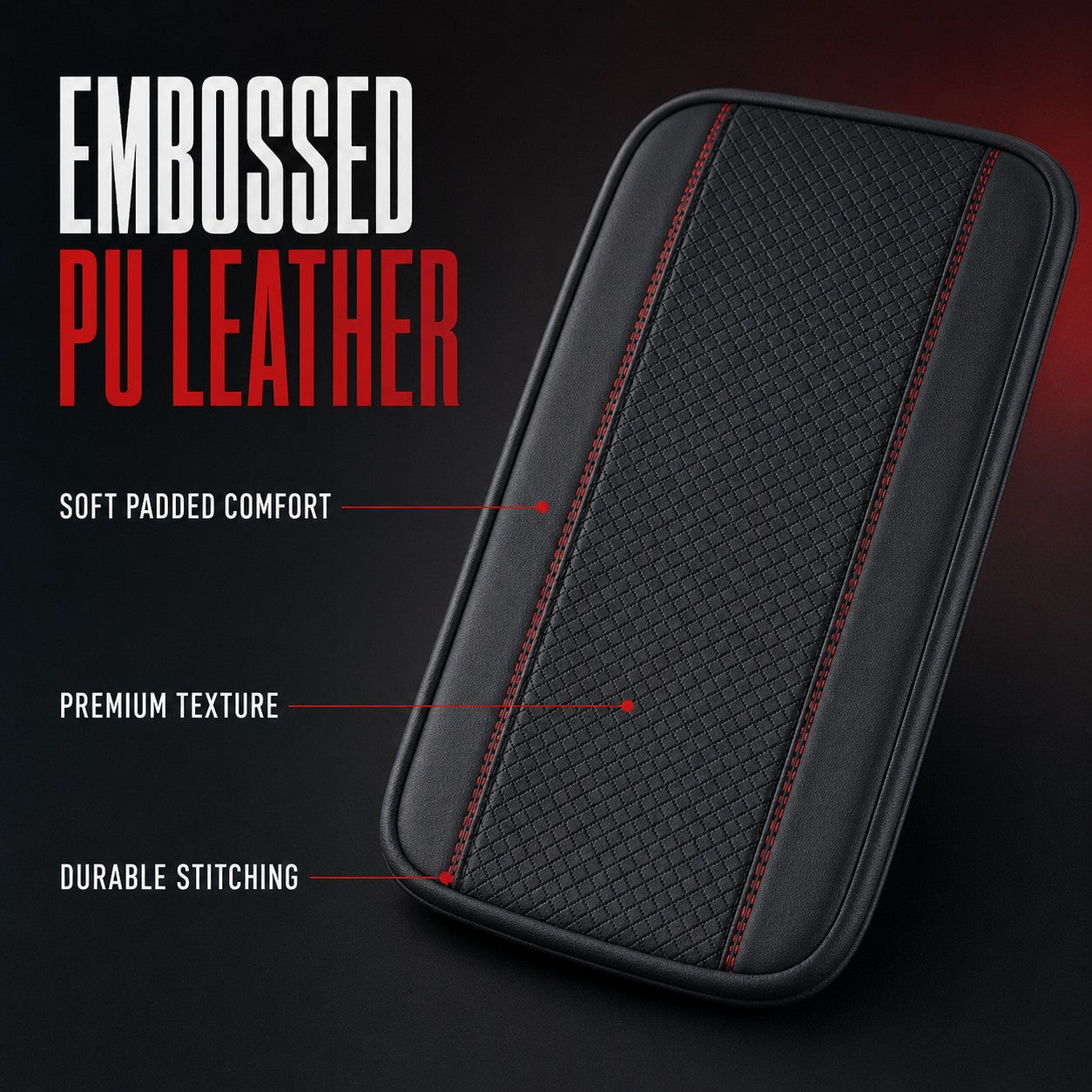 Embossed PU leather with soft padded comfort and durable stitching