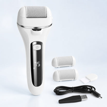 SoleSmooth electric callus remover in white with rollers and USB cable