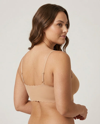 Sora Scalloped V Neck Bralette Nude Side Back Scalloped Detail